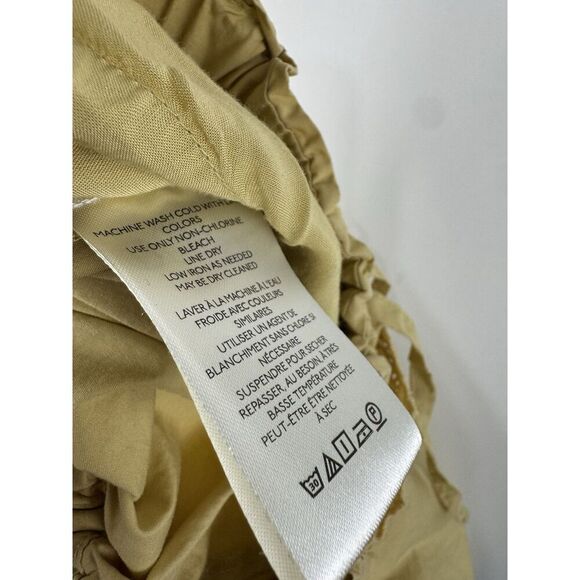 Free People Small Beach Life Mustard Yellow Pants With Eyelet Ruffle Oversized - Picture 7 of 10